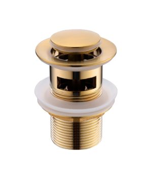 Karat Faucet สะดืออ่างล้างหน้าแบบกด (มีรูน้ำล้น) สีทองด้าน