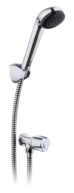 Karat Faucet ก๊อกเดี่ยวติดผนัง พร้อมฝักบัวสายอ่อนสีโครเมี่ยม