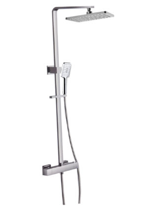 Karat ก๊อกผสมติดผนัง (Thermostatic) พร้อมชุดฝักบัว Rain Shower และฝักบัวสายอ่อนปรับน้ำ 3 ระดับ สายฝักบัวแบ