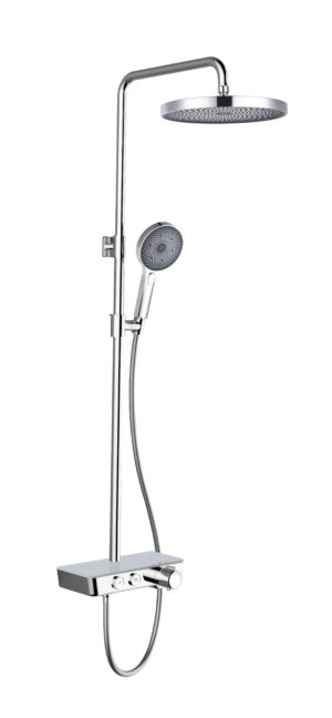 Karat Faucet ก๊อกผสมติดผนัง (Thermostatic) พร้อมชุดฝักบัว Rain Shower และฝักบัวสายอ่อนปรับน้ำ 3 ระดับ สีโครม