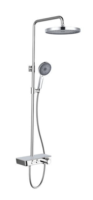 Karat Faucet ก๊อกผสมติดผนัง (Thermostatic) พร้อมชุดฝักบัว Rain Shower และฝักบัวสายอ่อนปรับน้ำ 3 ระดับ สีโครม
