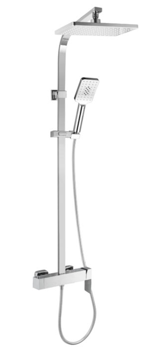 Karat Faucet ก๊อกผสมติดผนัง พร้อมชุดฝักบัว Rain Shower และฝักบัวสายอ่อนสีโครม