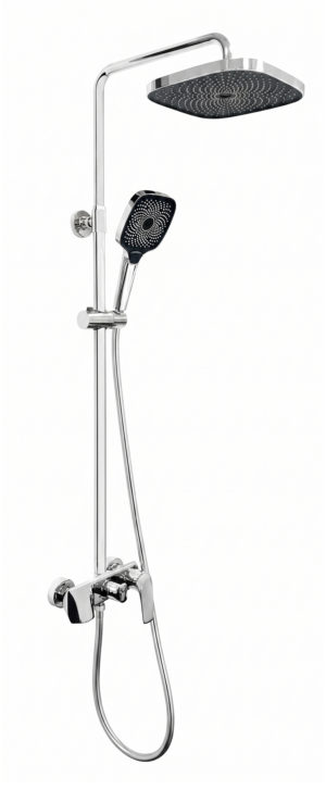 Karat Faucet ก๊อกผสมติดผนัง พร้อมชุดฝักบัว Rain Shower และฝักบัวสายอ่อนPVCสีโครม