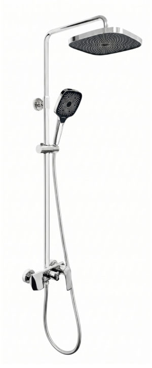 Karat Faucet ก๊อกผสมติดผนัง พร้อมชุดฝักบัว Rain Shower และฝักบัวสายอ่อนPVCสีโครม