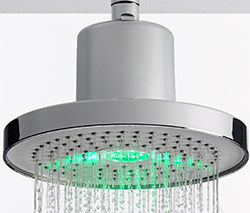 NIKLES หัวฝักบัวก้านแข็ง พร้อมไฟ LED ขนาด20 ซม. สีขาว