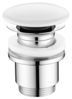 Karat Faucet สะดืออ่างล้างหน้าแบบกด ไม่มีรูน้ำล้น สีขาว