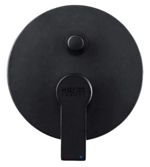 Karat Faucet ก๊อกผสมยืนอาบผังผนังแบบก้านโยกพร้อมที่สลับทางน้ำสีดำด้าน