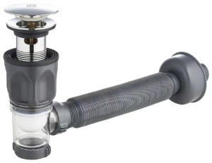 Karat Faucet ท่อน้ำทิ้งแบบกระปุกท่อย่นพร้อมสะดืออ่างเเบบกดฝาใหญ่ สีโครม